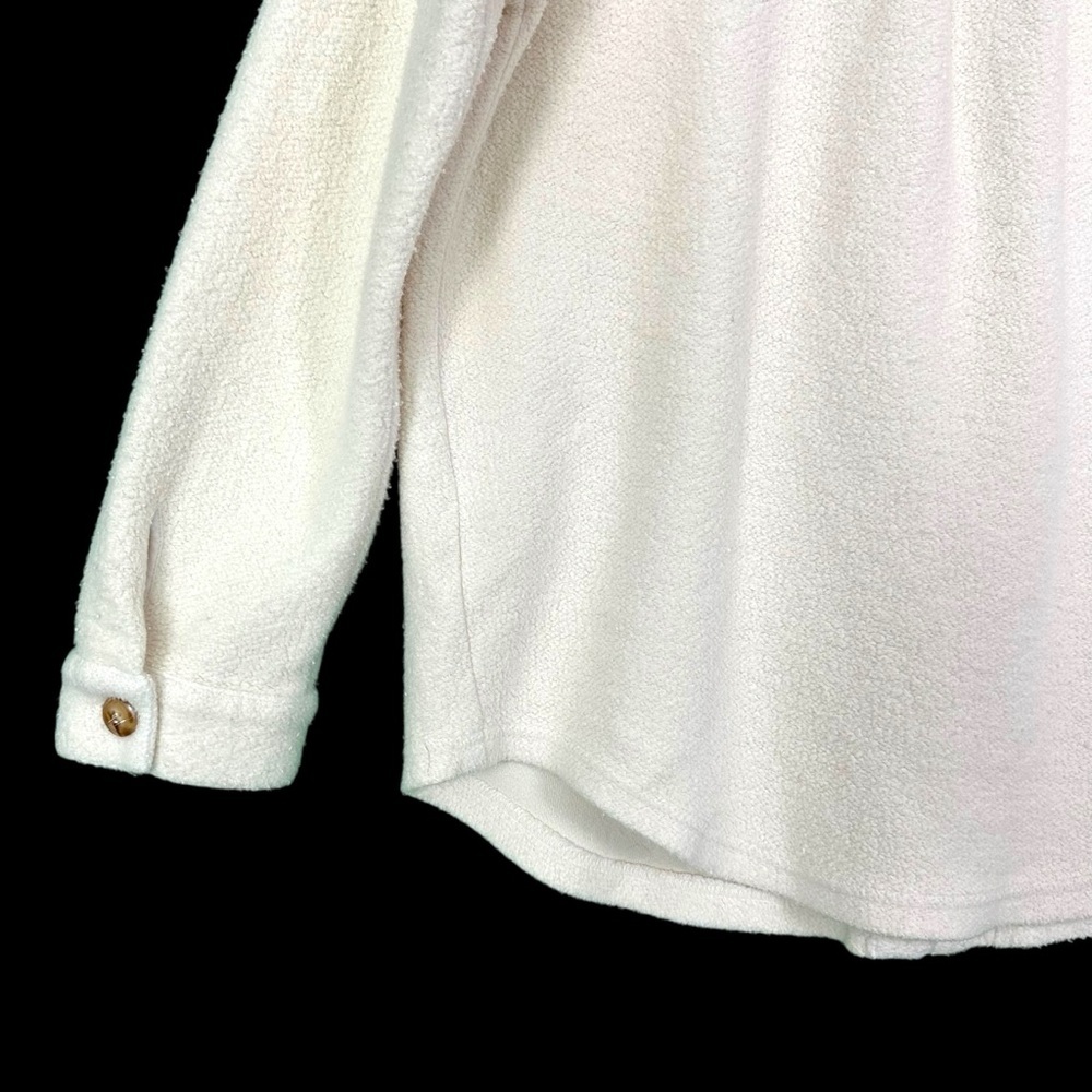 Monrow Revolve Cream Teddy‎ Fleece Boucle Cotton Shacket Jacket Womens Size M - Picture 10 of 15